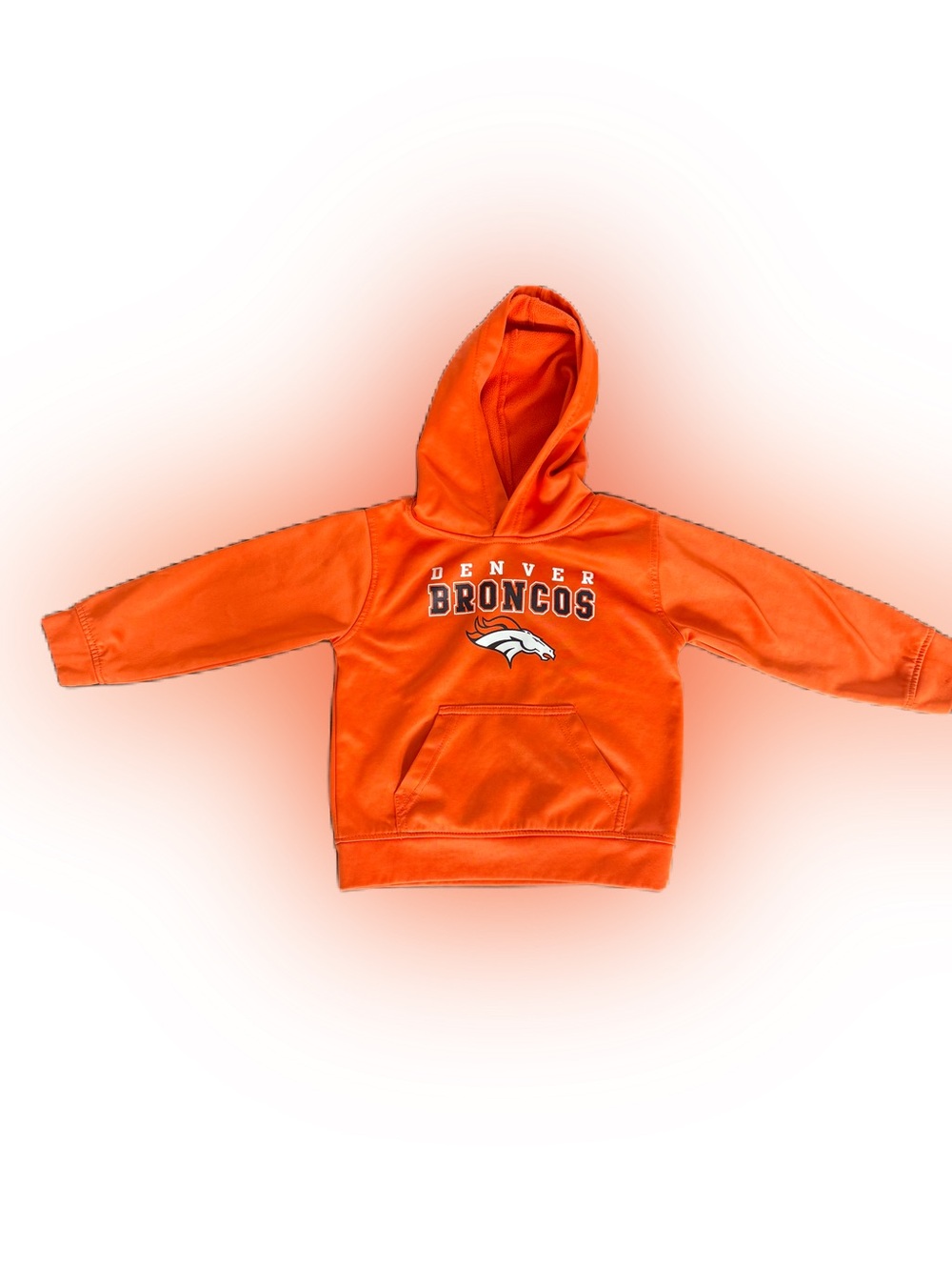 NFL Team Apparel Kids Denver Bronco Orange Pullover Hooded Sweatshirt. Size 4T